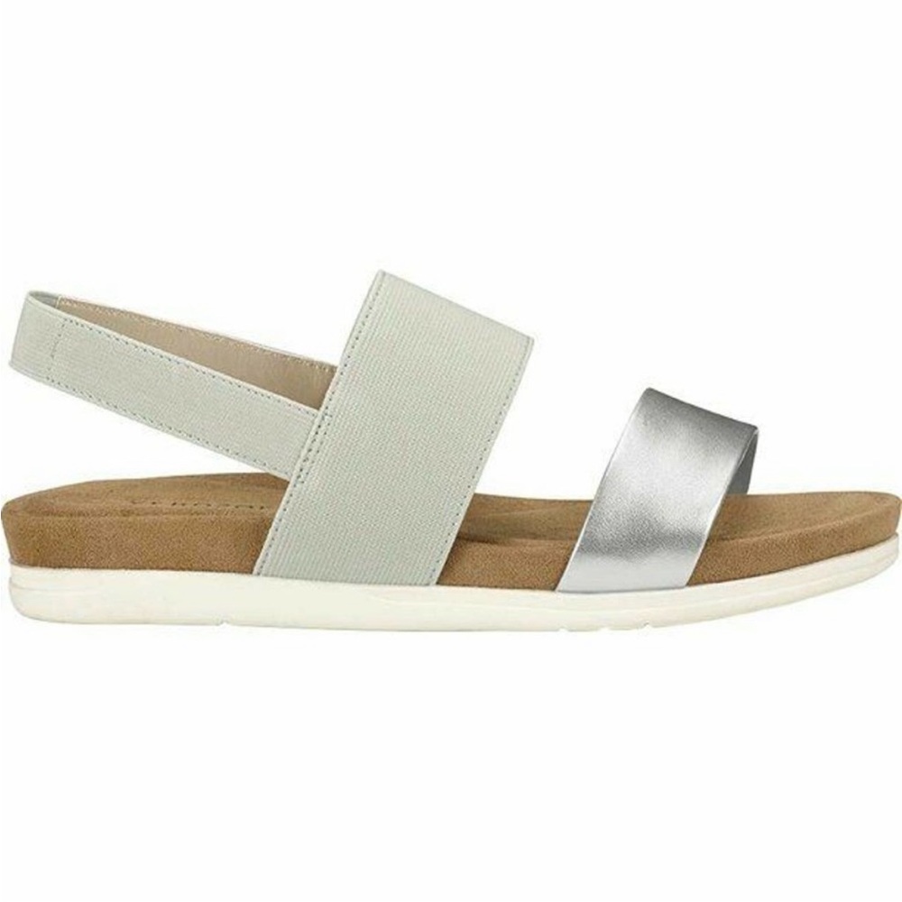Aerosoles Women's Hoboken Slingback Sandal Silver Faux Leather/Elastic Size 10.5 - Picture 3 of 8